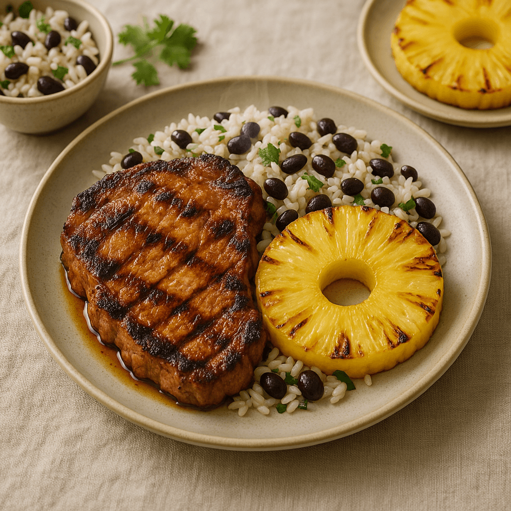 Brazilian-Style Grilled Pork with Pineapple and Black Bean Rice — Lunch recipe cover