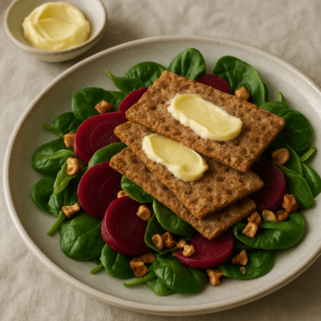 Buttery Scandinavian Rye Crispbread Salad with Toasted Hazelnuts — Vegetarian recipe cover