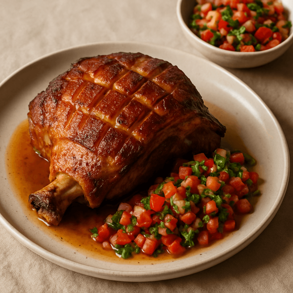 Roasted Pork Shoulder with Tangy Vinagrete — Budget recipe, editorial food photography