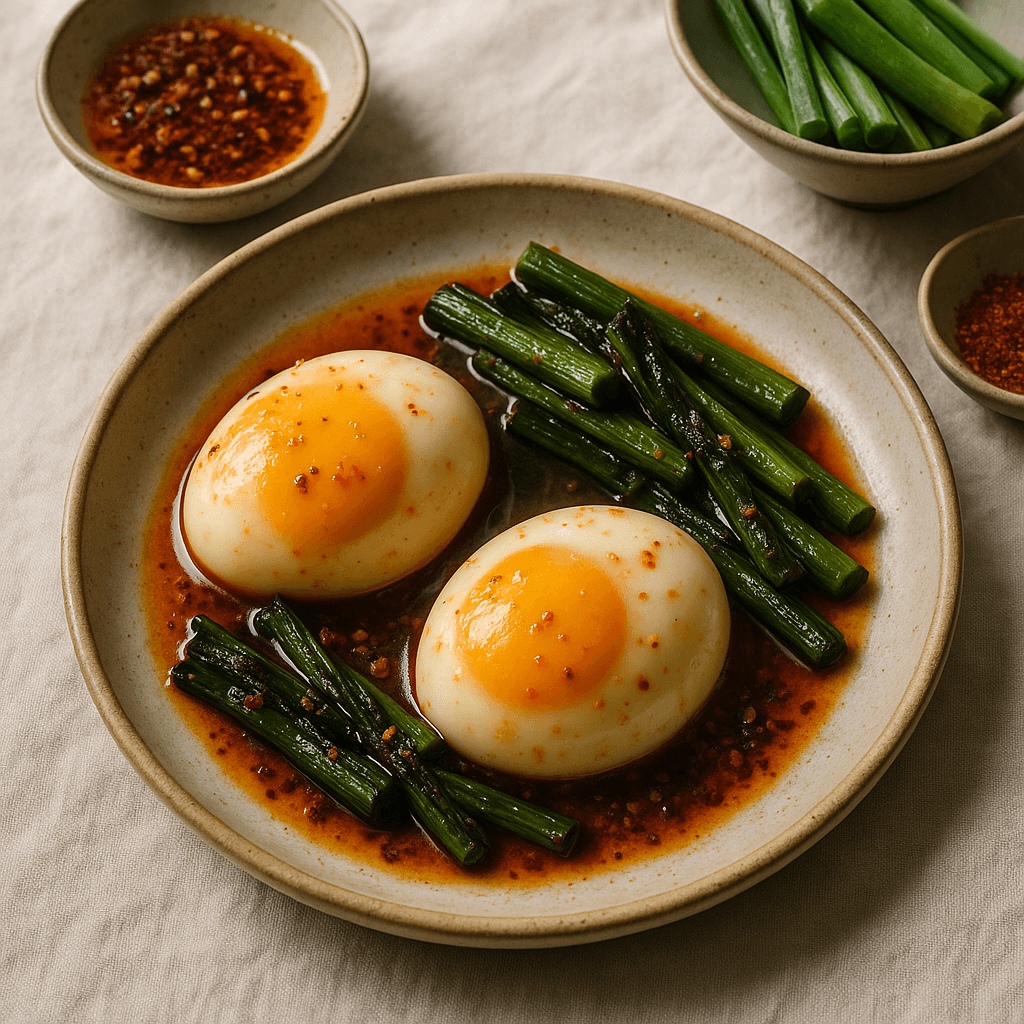 Sichuan-Style Slow-Oil Confit Eggs with Charred Scallion Oil — Breakfast recipe cover