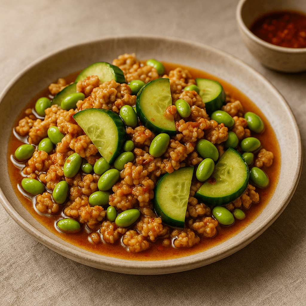 Sichuan Tempeh Salad with Tangy Fermented Chili Dressing — High Protein recipe, editorial food photography
