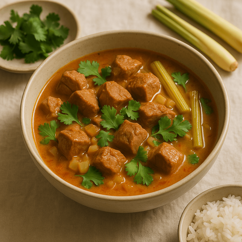 Vietnamese-Inspired Pressure-Cooked Coconut Pork Stew — Lunch recipe, editorial food photography